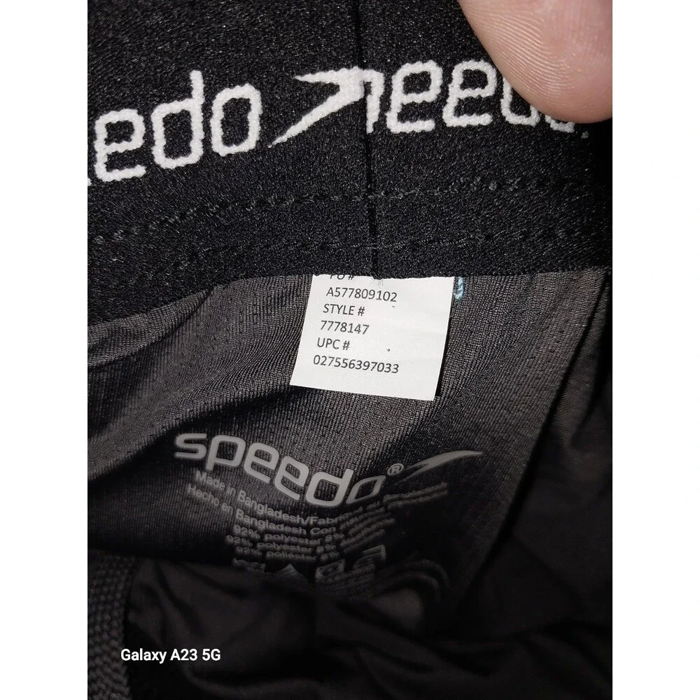 NEW! SPEEDO Tech Volley Stretch Swim Shorts Black-Gray Quick Dry size Medium